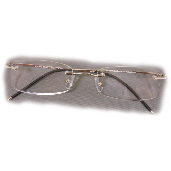 +1.5 Diopter Eschenbach Rimless Reading Glasses - Gold Rectangle - Click Image to Close